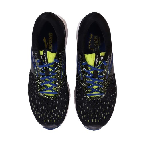 Pre-owned Brooks Mens Glycerin 16 Running Shoe - B Sz_8.5_black Black Lime Blue 050