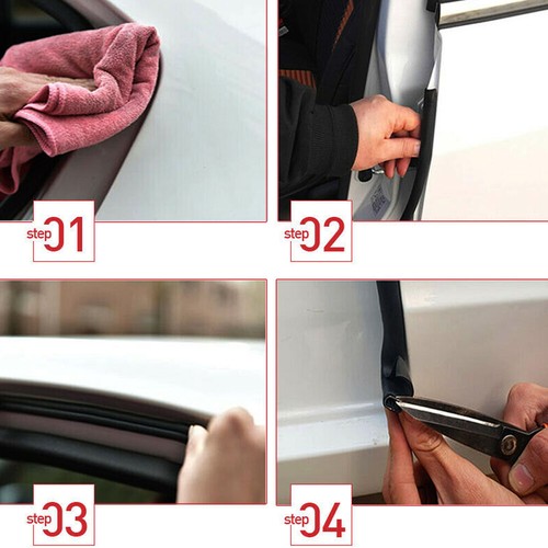 Car Door Edge Weatherstrip Soundproof Rubber Sealing Strip B Pillar Front&Rear