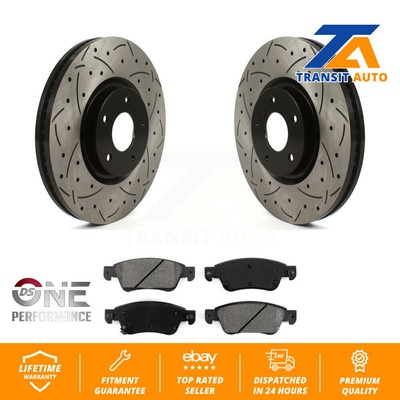 Front Drill Slot Disc Brake Rotor Semi-Metallic Pad Kit For INFINITI G37 G35 Q60