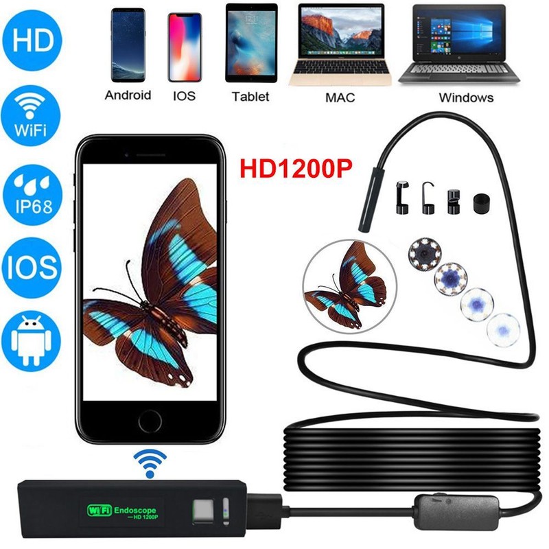 2.0 Megapixels 1200P IP68 Endoscope Camera HD 8mm Borescope fit Android IOS