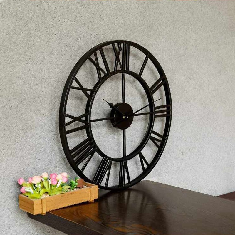 GROßE METALL AUSSEN GARTEN WANDUHR RÖMISCHE ZAHLEN