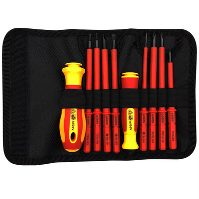 10Pcs Interchangeable Blade VDE Insulated Screwdriver Set with Case Magnetic 500
