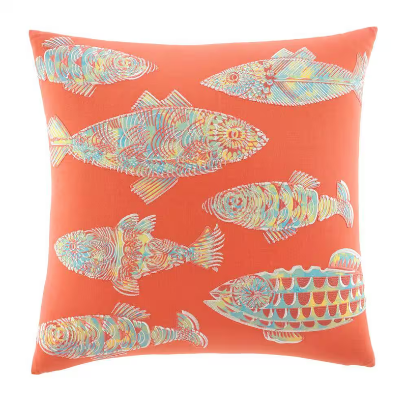 Tommy Bahama Throw Pillow 20x20 Cotton Tropical Fish Coral Decorative Accent
