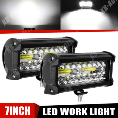 2x 7Inch 20000LM LED Work Light Bar Flood Spot Pod Offroad Fog Driving ATV Truck