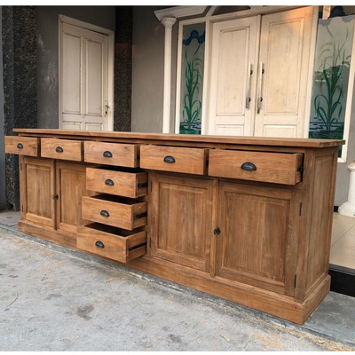 Vintage Sideboard Bierens 240 cm Teakholz massiv Schrank Schubladen Kommode NEU