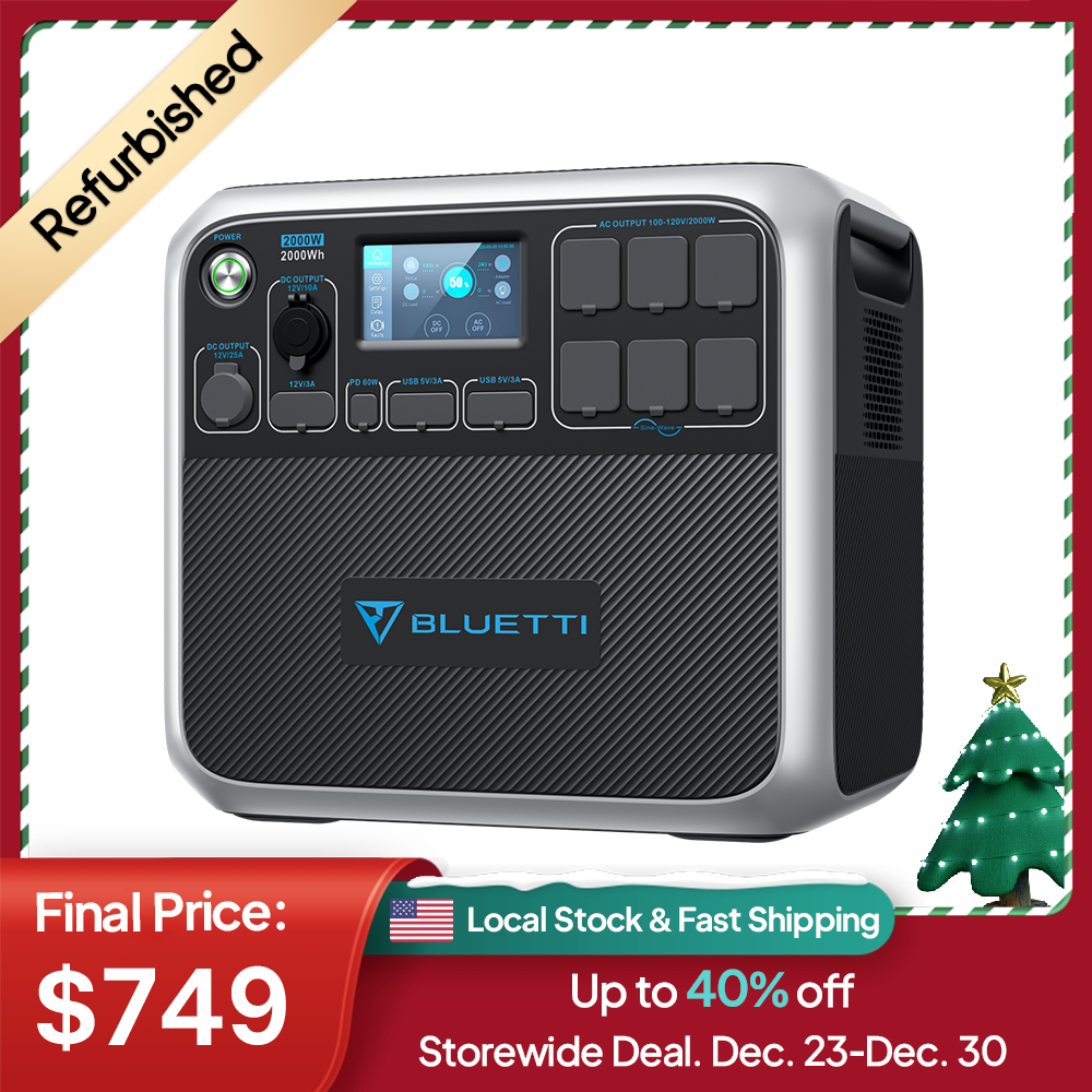 BLUETTI AC200P 2000W/2000Wh Portable Power Station LFP Solar Generator Backup