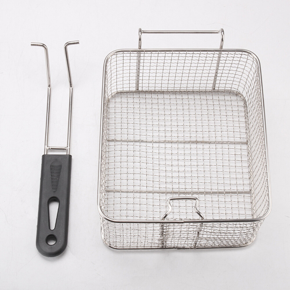 1pc Deep Fry Basket Wire Mesh Rectangle with Long Handle Frying Tool