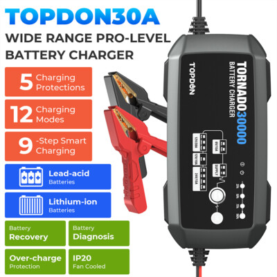 TOPDON 24 /12 Volt Car or Truck Wheeled Automotive Battery Fast Charger Jump US
