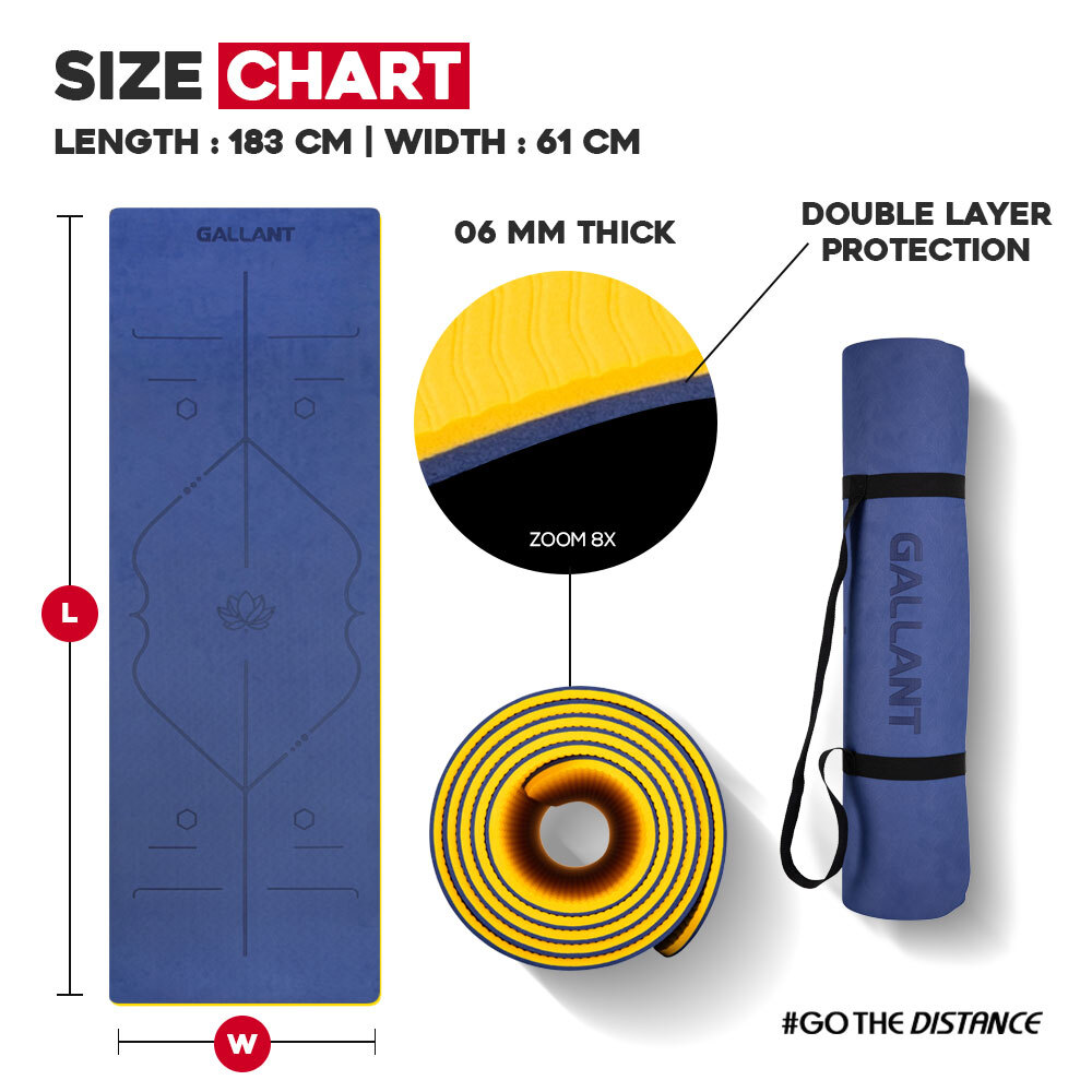 Yoga Mat Non Slip Pilates Exercise Floor Gym Fitness Workout with Carry Straps - Picture 7 of 16