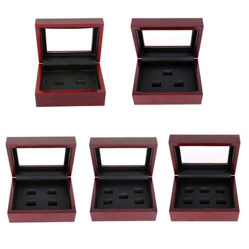 2/3/4/5/6 Championship Ring Display Box Wooden Collection Case Storage Holder