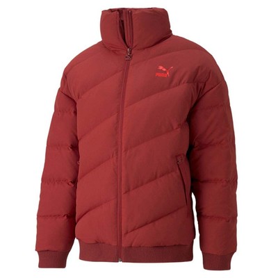 

Puma Classics Down Full Zip Bomber Jacket Mens Red Casual Athletic Outerwear 589, Красный, Puma Classics Down Full Zip Bomber Jacket
