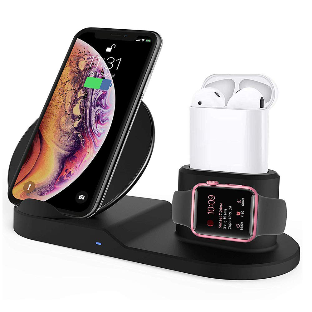 3 in 1 Stand Ladestation Apple Watch Air Pods Pro iPhone Induktive Qi Ladegerät