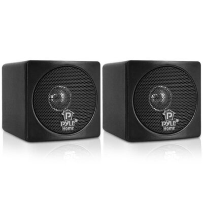 Pyle Home 3in Cube Wired Bookshelf Speakers 8Ohm 100W (Black)