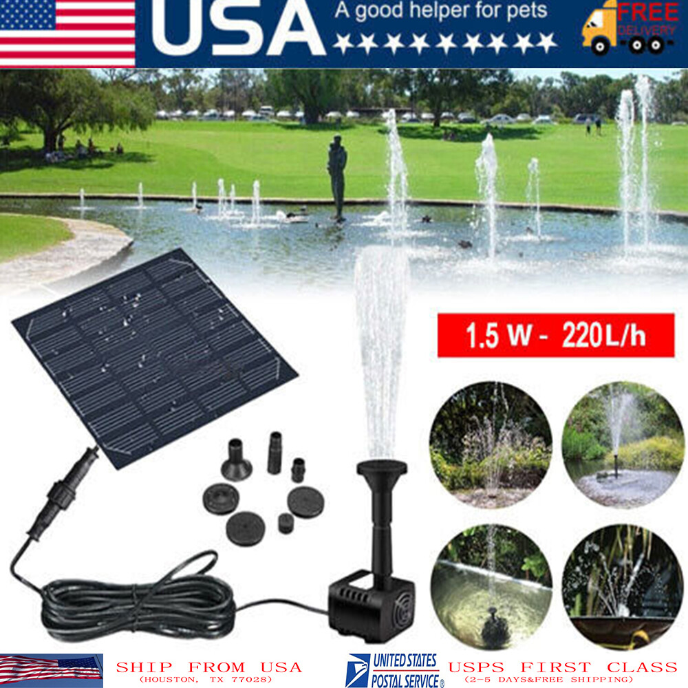 220L/H Solar Panel Powered Water Feature Pump Garden Pool Pond Aquarium Fountain