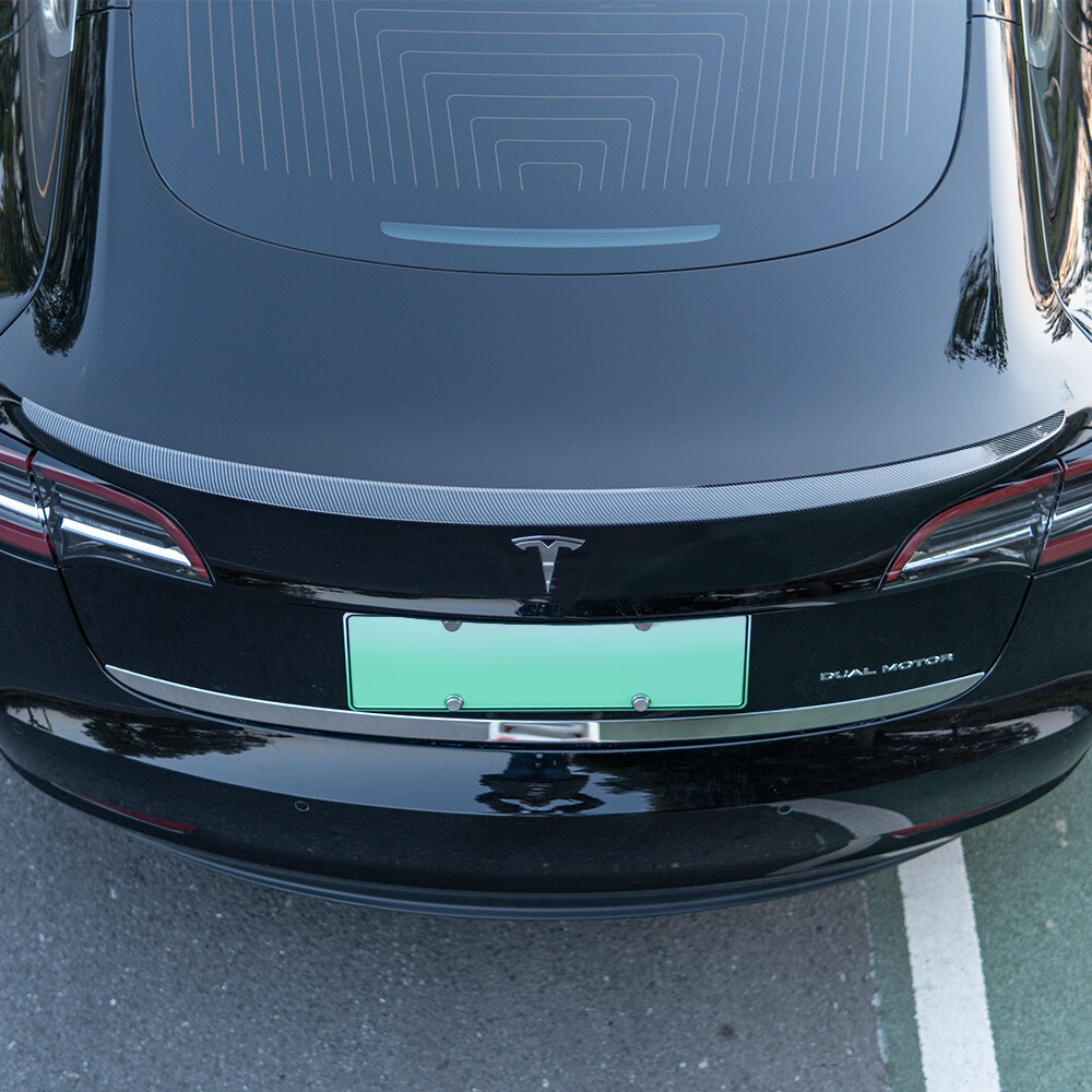 For Tesla Model 3 2017-2020 Real Carbon Fiber Rear Wing Trunk Lip