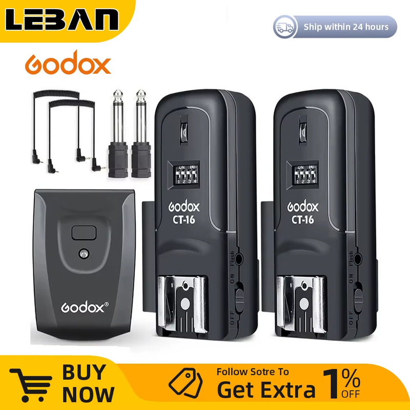 CT-16 16 Channels Wireless Radio Flash Trigger Transmitter + 2x Receiver Set for