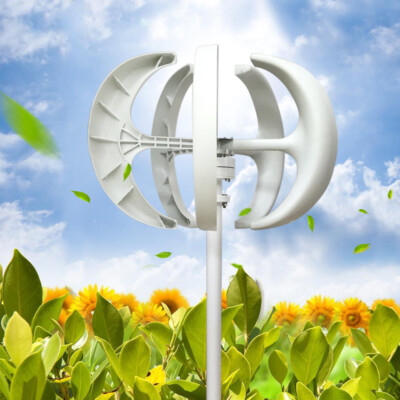 600W DC 24V 5-Blade Lantern Wind Turbine Generator Vertical Axis Wind Power USA