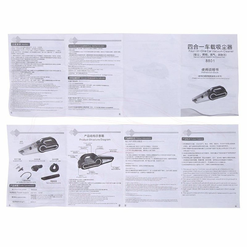 Car Vacuum Cleaner 4 In 1 With 120W For Air Compressor Pump Wet Dry Handheld New