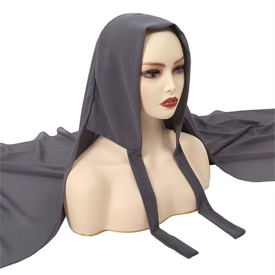 Chiffon Hijab Women Tied Scarf Shawl Instant Muslim Turban Head Wrap Headscarf
