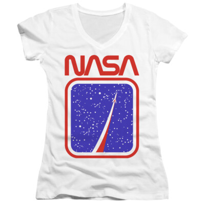 NASA Juniors V-Neck T-Shirt To The Stars White Tee