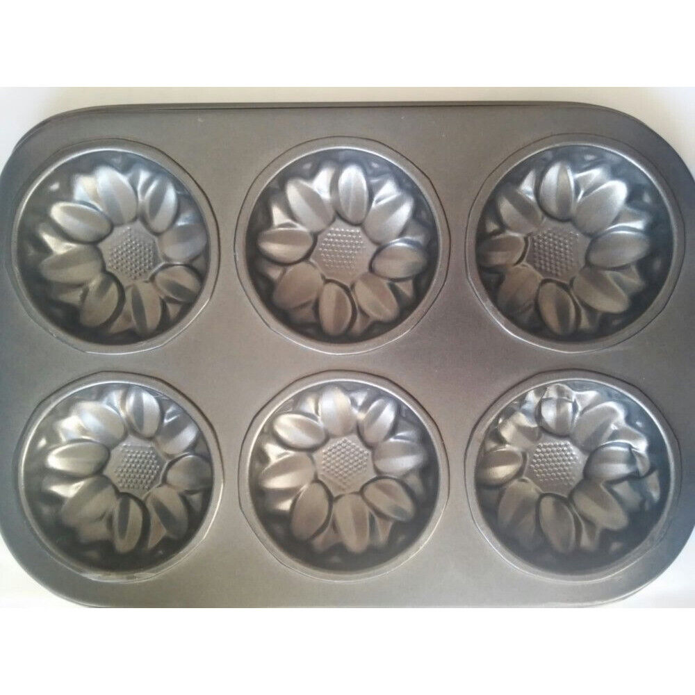 Muffinform blume klein mini  Backform Kuchenform 6 er Aluguß grau  Backen Kochen