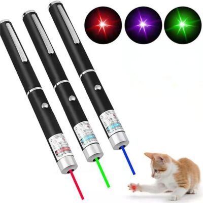 3Pcs Green Purple Red Laser Pointer Pen Visible Light Beam Lazer For office