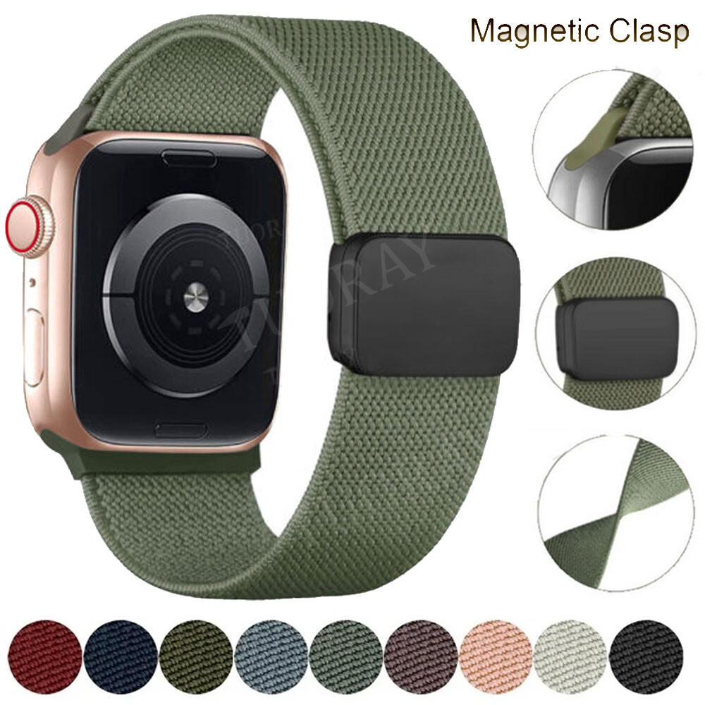 For Apple Watch Ultra 2 49mm Series 9 8 7 6 5 4 3 2 SE Magnetic Nylon Band Strap