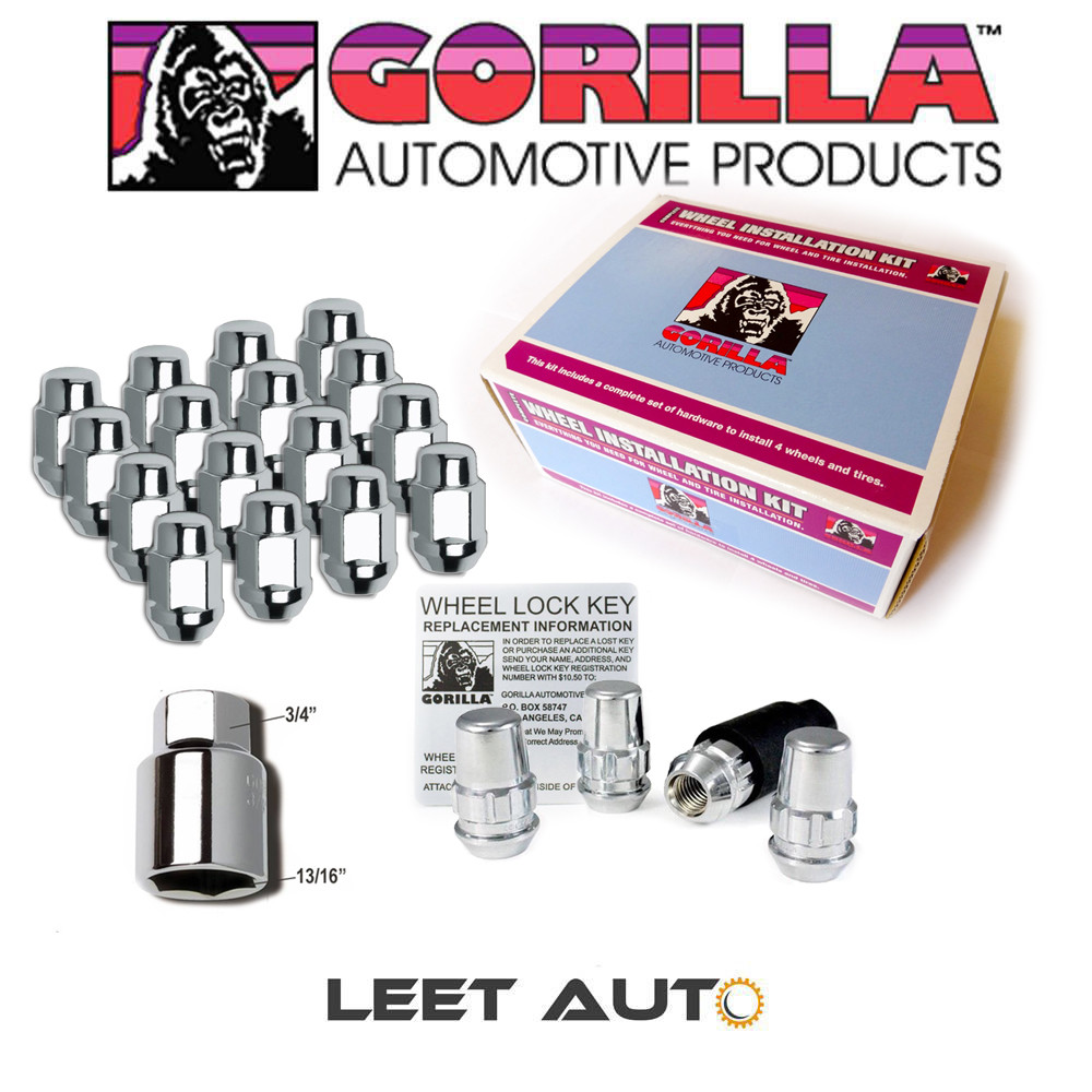 Chrome Tuner Acorn 14x1.5 Lug Nut Kit 20 Pc Set with Key Lug Nuts Wheel