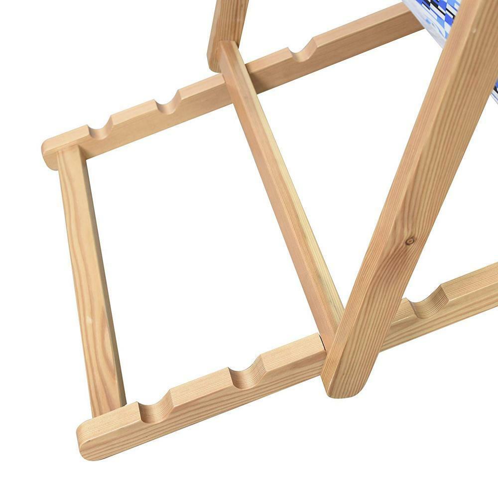 Astella Adjustable Wooden Cabana Beach Chair, Multi Color Blue