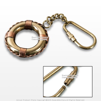 Handmade Solid Brass & Copper Life Saver Buoy Keychain Pendant
