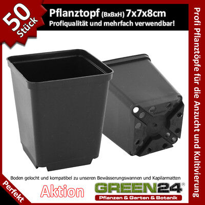 50 Pflanztöpfe 7x7x8 für Anzucht, Pikieren, Blumentopf der Profis in A-Qualität!