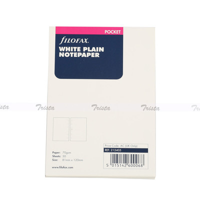 Filofax Pocket Size Organiser White Plain Notepaper Refill Insert - 212405 Gift