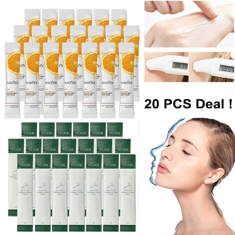 20PCS Korean Collagen Vintamin C Firming Face Pack Gel No Wash Sleeping Facial