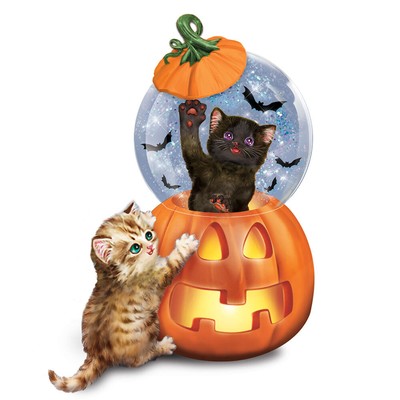 The Bradford Exchange Happy Meow-loween Holiday Water Globe by Kayomi Harai 4.2''
