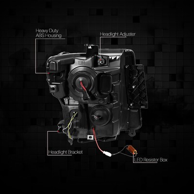 Black Clear LED DRL Signal Projector Headlight Lamps for 16-22 Nissan Titan XD