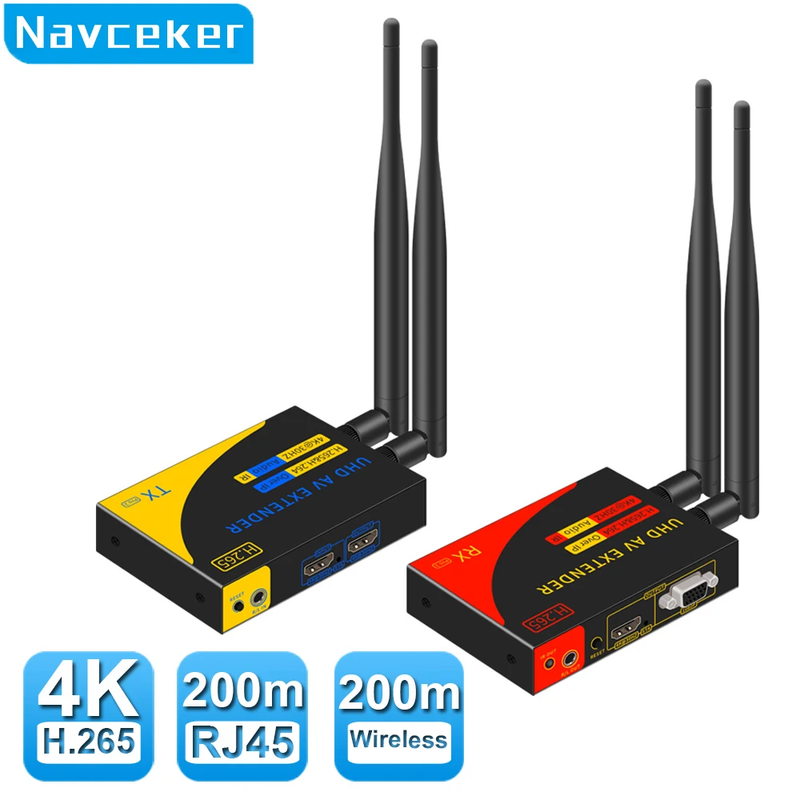 4K 30Hz HDMI Transmitter and Receiver 4K Wireless 5G 200M WIFI HDMI Extender RJ4
