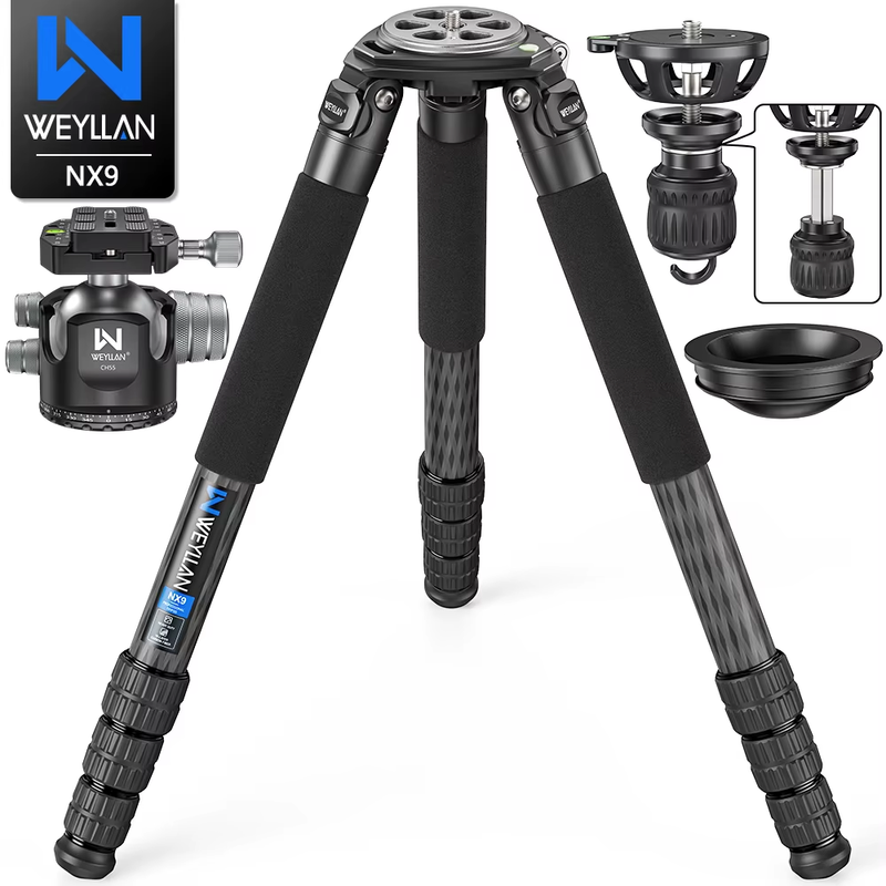NX9 Professional Heavy Duty Carbon Fiber Tripod for DSLR Camera 10 Layers 40mm M