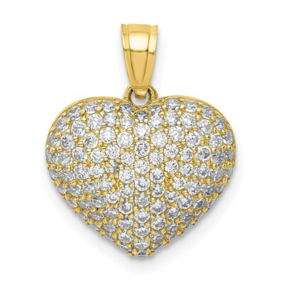 10K Yellow Gold CZ MicroPave'eart Pendant