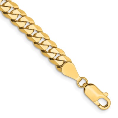 Pre-owned Superdealsforeverything Real 10kt Yellow Gold 5.75mm Flat Beveled Curb Chain Chain Bracelet; 7 Inch