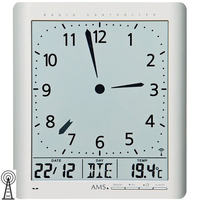 Wanduhren Neu Ams Wanduhr Funkuhr Funk Digital Datum Thermometer Wecker Buro 21x25 Silber Uhren Schmuck Pvcplus Co Nz