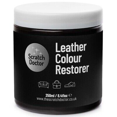BLACK Leather Restorer Balm Cream 250ml. Repair Faded Worn Sofas Chairs Bags