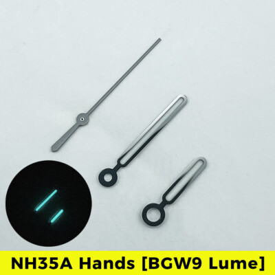 NH35 Watch Hand Set Hands for NH35A NH36 NH38 Nautilu Polished Silver BGW9 Lume