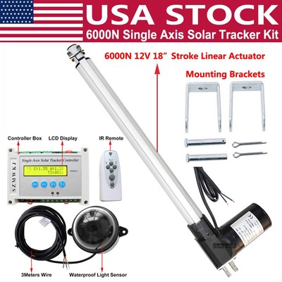 Single Axis Solar Tracker Sun Tracking &Controller &18'' 6000N DC Linear Actuator