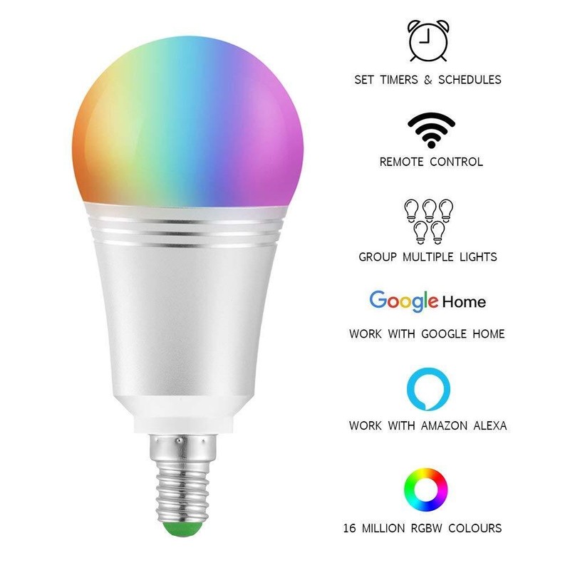 WiFi Smart Bulb LED Lamp 7W 6000K E14 White Voice