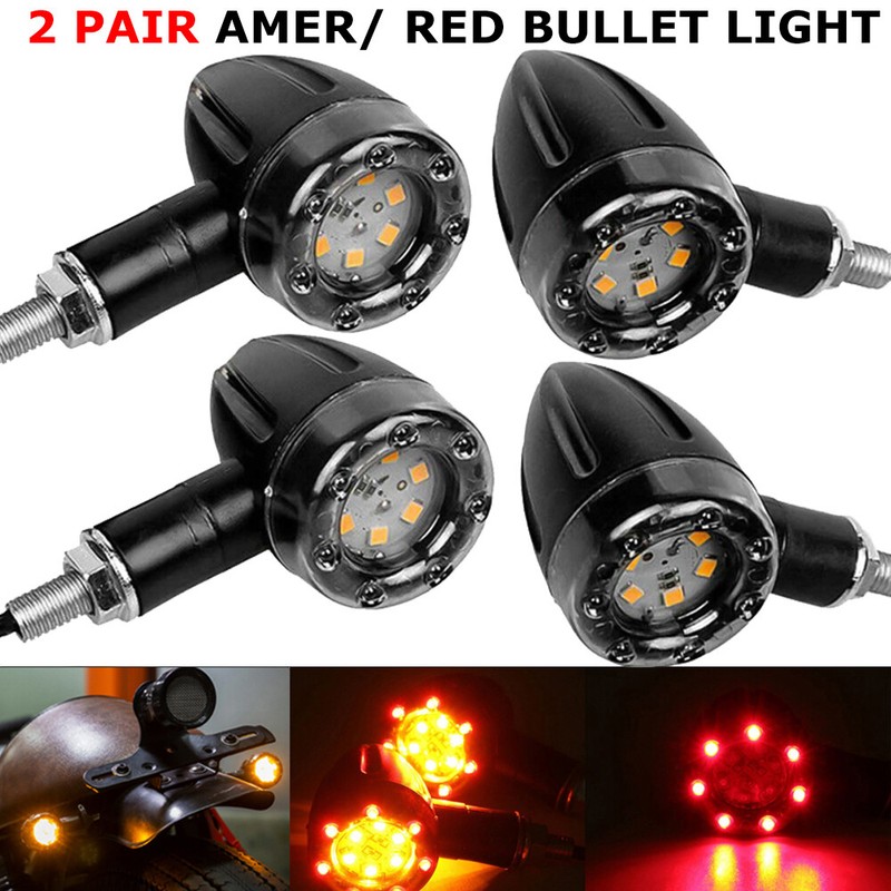 4X Motorcycle LED Turn Signals Blinker Light For Harley BMW Honda Chopper Bobber