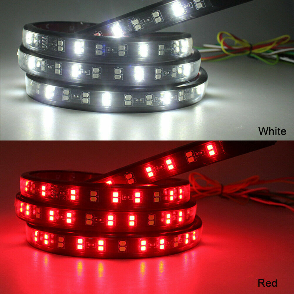 60" Double Row LED Truck Tailgate Light Bar Strip Red White Reverse Stop Brake