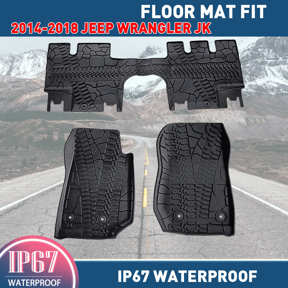 Details About For 2014 2018 Jeep Wrangler Jk Floor Liners 3pcs 4 Door Front And Rear Mats