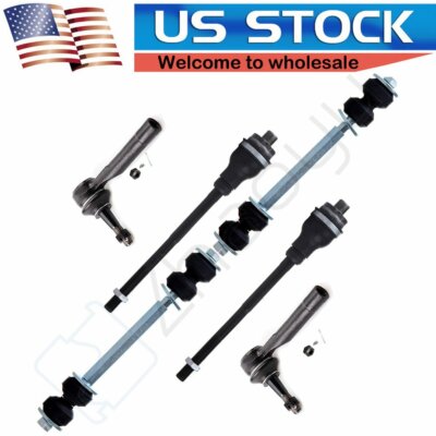 6pcs Front Inner Outer Tie Rods Sway Bars Kit For Silverado Sierra 1500 AWD 4WD