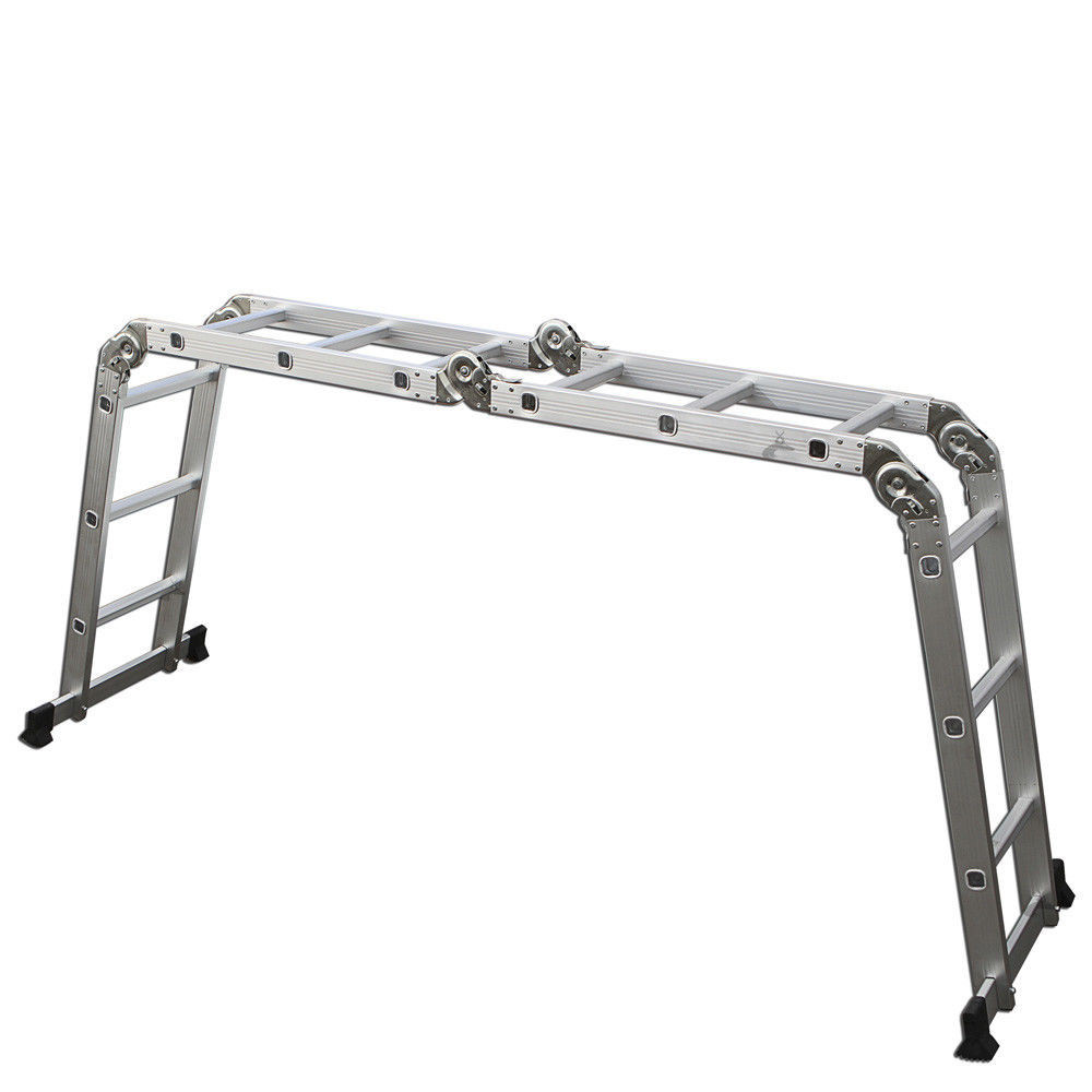12.5FT EN131 330LB Multi Purpose Step Platform Aluminum Folding Scaffold Ladder