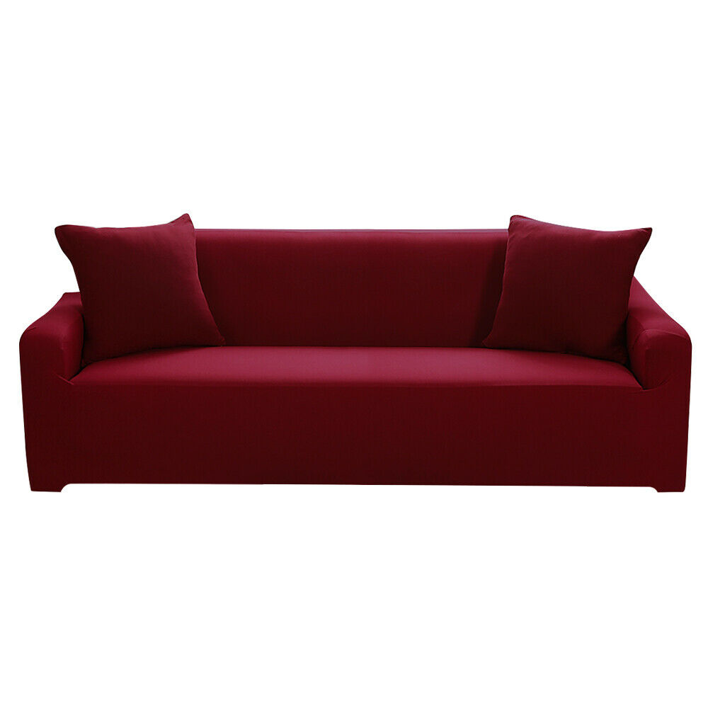Color:Burgundy:Stretch Spandex Chair Sofa Couch Cover 1/2/3/4 Seat Elastic Slipcover Protector